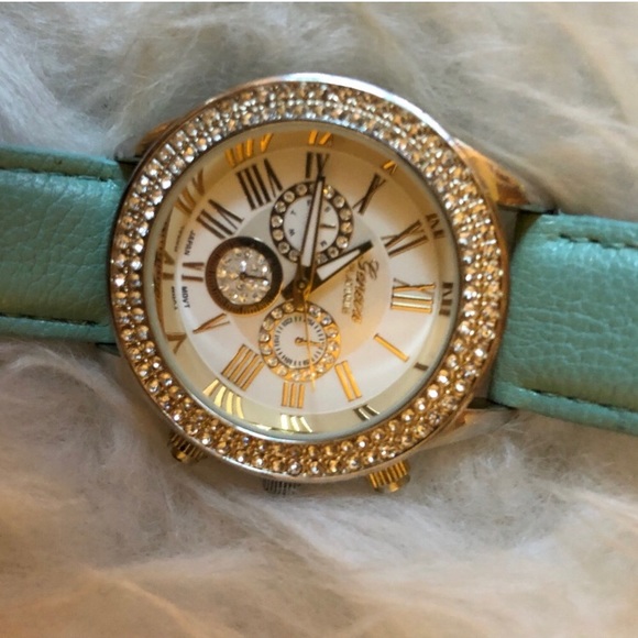 SOLD Mint Rhinestone Watch - Picture 2 of 6
